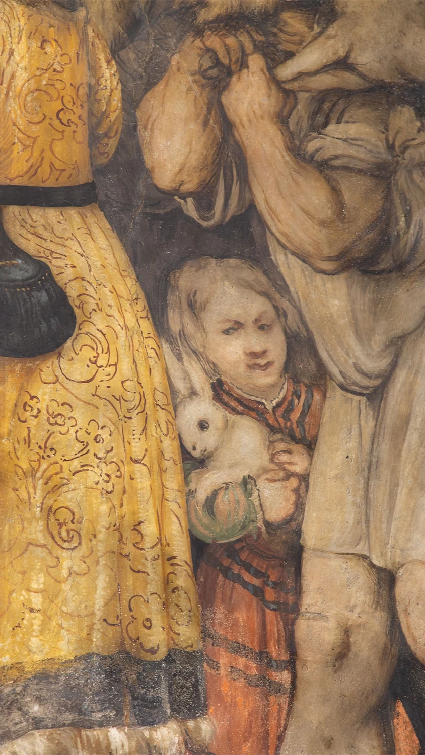 Il Romanino-276-Bienno, Chiesa di Santa Maria Annunciata - Scene della vita della Vergine - dettaglio 1